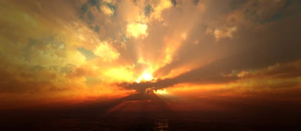 Belamente Pôr Sol Sobre Oceano — Fotografia de Stock