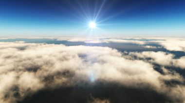 Yukarıdaki bulutlar günbatımı içinde