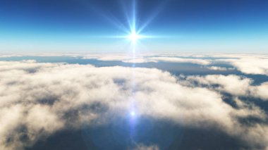 Yukarıdaki bulutlar günbatımı içinde