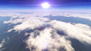 Yukarıdaki bulutlar günbatımı içinde