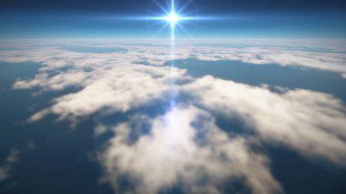 Yukarıdaki bulutlar günbatımı içinde