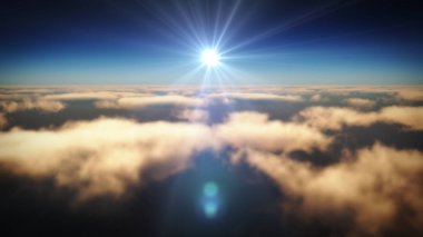 Yukarıdaki bulutlar günbatımı içinde