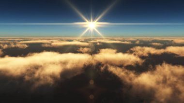 Yukarıdaki bulutlar günbatımı içinde