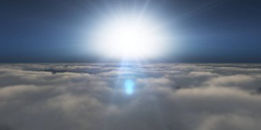 Yukarıdaki bulutlar günbatımı içinde