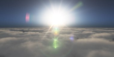 Yukarıdaki bulutlar günbatımı içinde