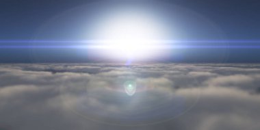 Yukarıdaki bulutlar günbatımı içinde