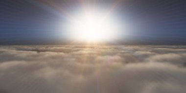 Yukarıdaki bulutlar günbatımı içinde