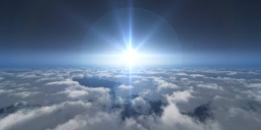 Yukarıdaki bulutlar günbatımı içinde