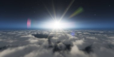 Yukarıdaki bulutlar günbatımı içinde