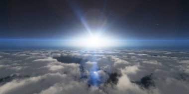 Yukarıdaki bulutlar günbatımı içinde