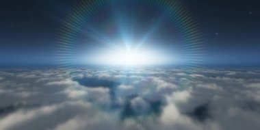 Yukarıdaki bulutlar günbatımı içinde