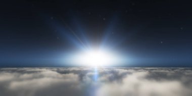 Yukarıdaki bulutlar günbatımı içinde