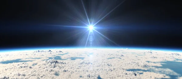 Planeta Puesta Sol Sobre Las Nubes — Foto de Stock