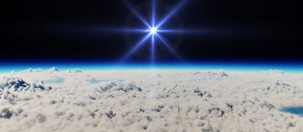 Планета Захід Сонця Над Хмарами — стокове фото