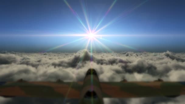 Avião Velho Voar Acima Das Nuvens — Vídeo de Stock