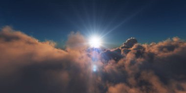 Yukarıdaki bulutlar günbatımı içinde