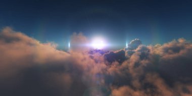 Yukarıdaki bulutlar günbatımı içinde