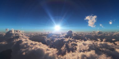 Yukarıdaki bulutlar günbatımı içinde