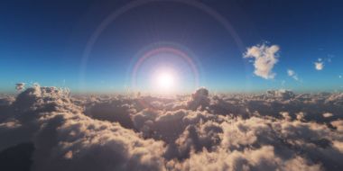 Yukarıdaki bulutlar günbatımı içinde