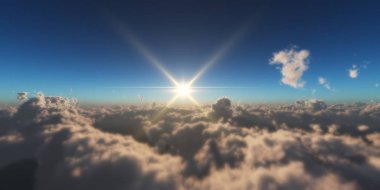 Yukarıdaki bulutlar günbatımı içinde