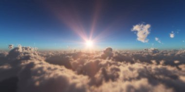 Yukarıdaki bulutlar günbatımı içinde