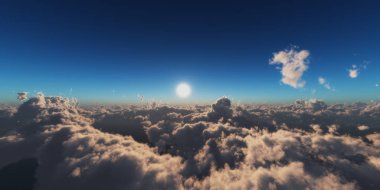 Yukarıdaki bulutlar günbatımı içinde