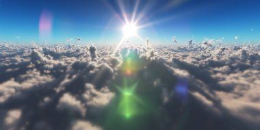 Yukarıdaki bulutlar günbatımı içinde