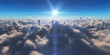 Yukarıdaki bulutlar günbatımı içinde