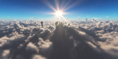 Yukarıdaki bulutlar günbatımı içinde