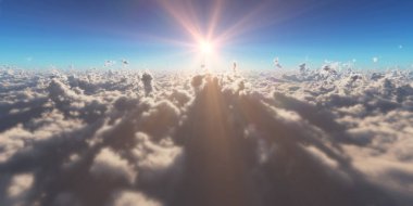 Yukarıdaki bulutlar günbatımı içinde