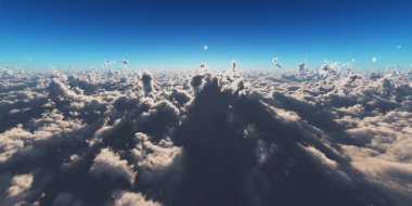 Yukarıdaki bulutlar günbatımı içinde