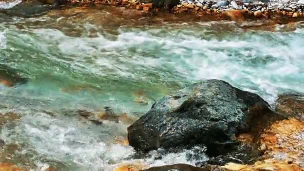 Río Montaña Con Piedras Grandes — Vídeos de Stock