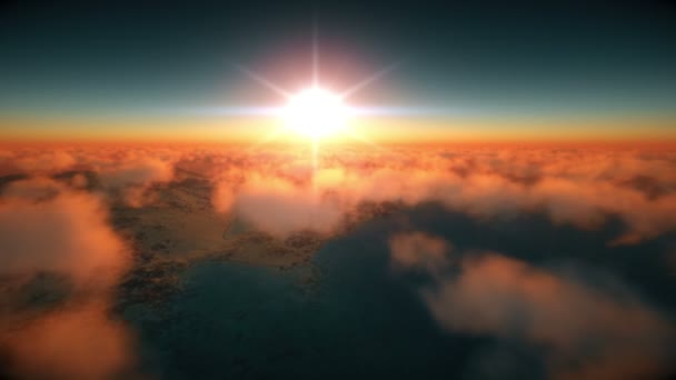 夕焼け雲の上の島 — ストック動画