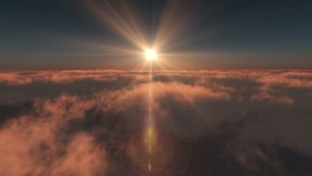Puesta Sol Oceánica Sobre Nubes — Vídeo de stock