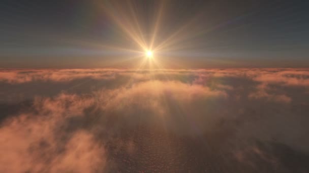 Oceaan Zonsondergang Boven Wolken — Stockvideo