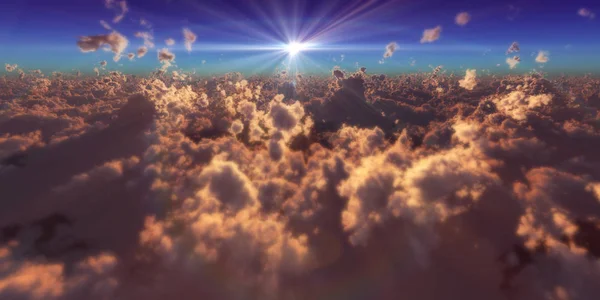 fly in above clouds sun ray