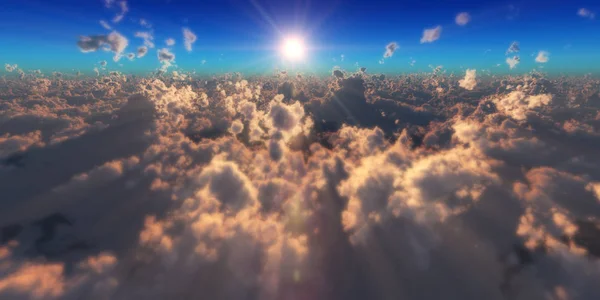 Voar Nuvens Acima Raio Sol — Fotografia de Stock
