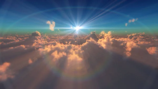 Fly Clouds Sun Ray — Stock Photo, Image