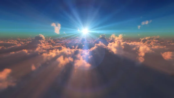 雲太陽光線上に飛ぶ — ストック写真