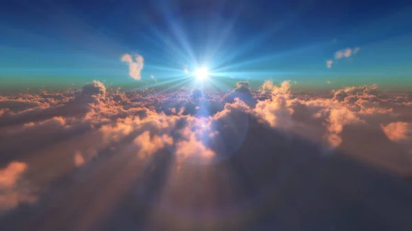 fly in above clouds sun ray