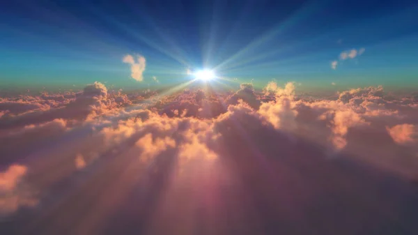 Fly Clouds Sun Ray — Stock Photo, Image