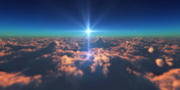 在云层中飞翔太阳射线 — 图库照片