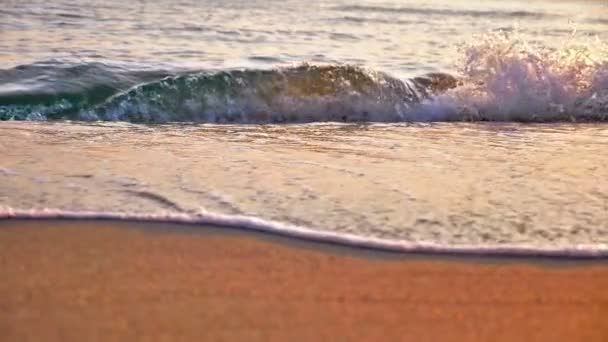 Spiaggia Onda Macro Tramonto Rallentatore — Video Stock