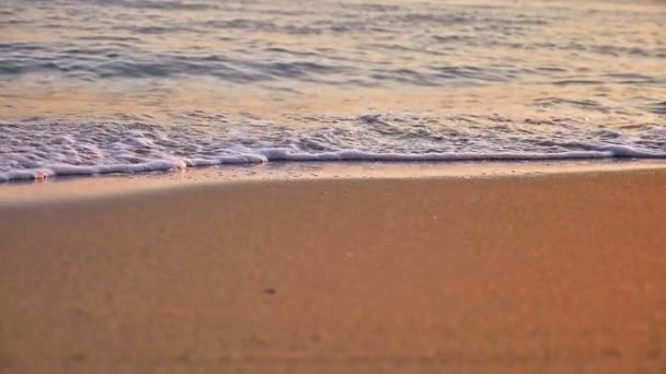 Praia Onda Macro Pôr Sol Câmera Lenta — Vídeo de Stock
