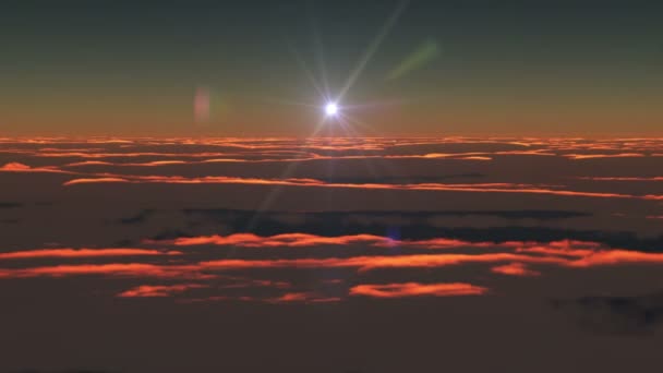 Vliegen Boven Wolken Zonsopgang — Stockvideo