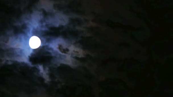 Luna Llena Noche Nubes — Vídeo de stock