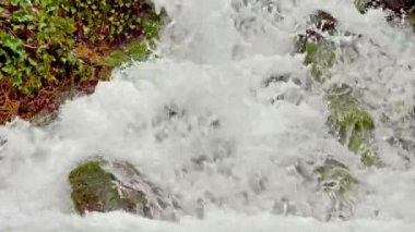 Şelale nehri dağ gibi ağır çekimde 60 fp 'den 30 fp' ye 4k