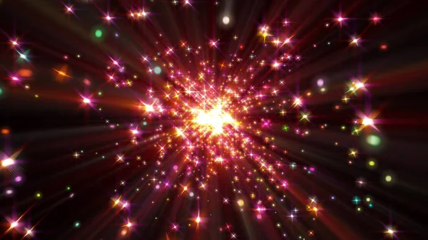 Mágikus Színű Csillagok Robbanás Űrben — Stock Fotó