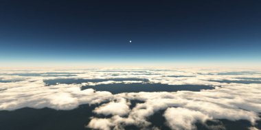 Bulutların üzerinde güneş ışığı, 3D görüntüleme