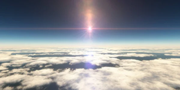 Boven Wolken Zonnestraal Rendering — Stockfoto
